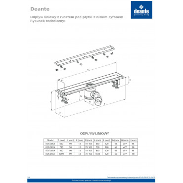 Deante KOS 010A Лінійний злив