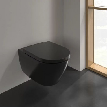 Унітаз підвісний з кришкою Villeroy & Boch Subway 2.0 CeramicPlus, Ebony (5614R0S5/8M42S1S5)