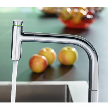 Змішувач для кухні Hansgrohe Metris Select 200 1jet sBox з витяжним виливом, хром (73804000)
