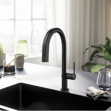 Змішувач для кухні Hansgrohe Aqittura M91 FilterSystem 210 1jet pull-out, Matt Black (76803670)