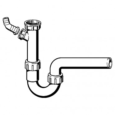 Сифон д/мийки, з гориз відводом з патрубком д/шланга (102838)