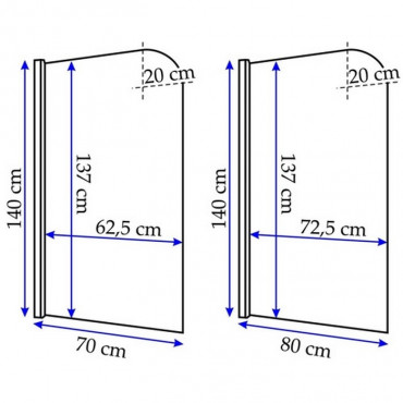 штора для ванни Rea Topaz 70x140 скло прозоре (REA-W0087)