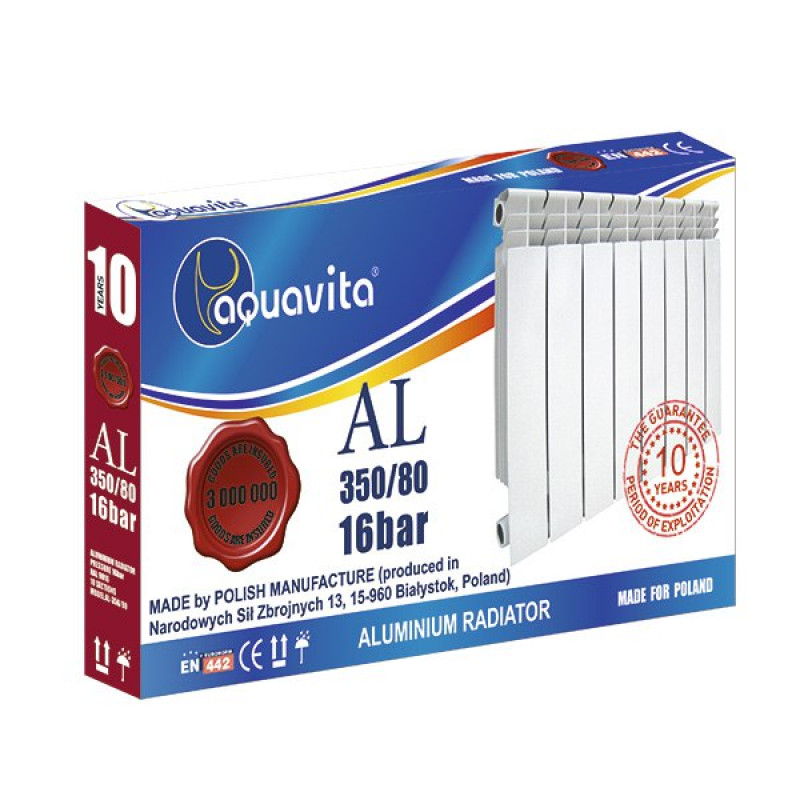 Секція литого алюмінієвого радіатора AQUAVITA 350/80, 16 бар