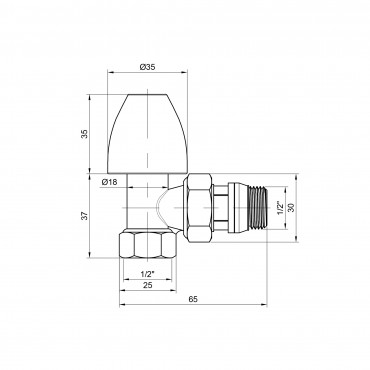 Кран радіаторний SD Plus 1/2