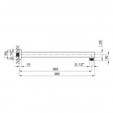 Кронштейн для верхнього душу Qtap Trubice 400 мм прямокутний QTTRB400NB Black Matt