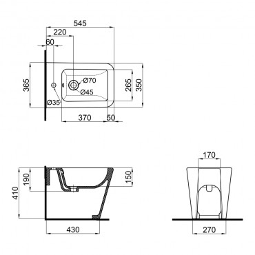 Біде підлогове Qtap Crow 545х360х410 White QT05443370W