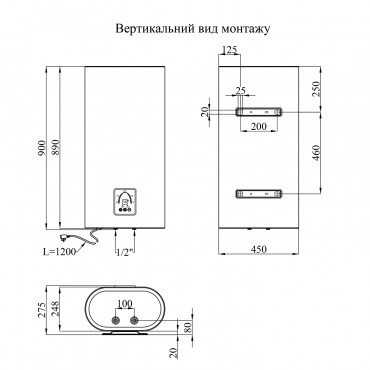 Водонагрівач Kroner Flacher K50F2-D з сухим ТЕНом