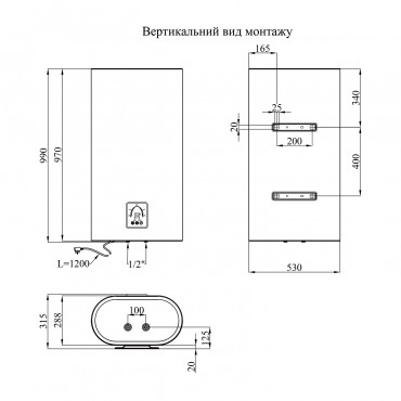 Водонагрівач Kroner Flacher K80F2-D з сухим ТЕНом