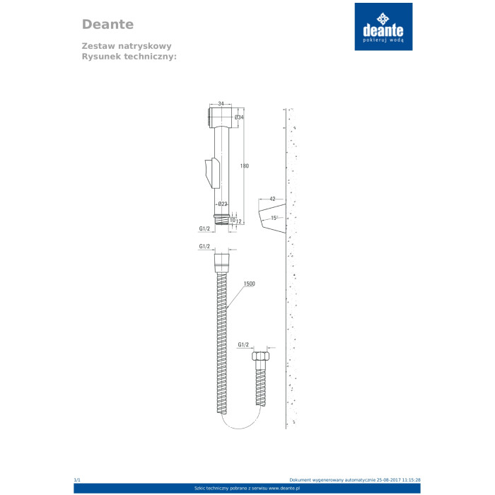 Deante ANW 041B Гігієнічний гарнітур