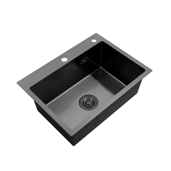 Комплект кухонна мийка Kroner Schwarze-5843HM PVD + змішувач Edelstahl Klassisch-SCH035PVD + дозатор Spender-026