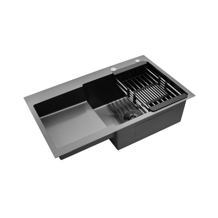 Комплект кухонна мийка Kroner Schwarze-7848RHM PVD + змішувач Edelstahl Klassisch-SCH035PVD + дозатор Spender-SCH049