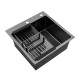 Комплект кухонна мийка Kroner Schwarze-5050HM PVD + змішувач Ersel-GRP03393BLK + дозатор Spender-026