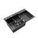 Комплект кухонна мийка Kroner Schwarze-7848LHM PVD + змішувач Edelstahl Klassisch-SCH035PVD + дозатор Spender-SCH049