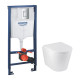 Комплект 4 в 1: Інсталяція Grohe Rapid SL 3 в 1 38772001 + Унітаз безобідковий Kroner Armada WHI513636 RIMLESS з сидінням Slim Duroplast / Soft-close / Quick relase (38772001KA513636)