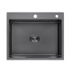 Комплект кухонна мийка Kroner Schwarze-6050HM PVD + змішувач Ersel-GRP03393BLK + дозатор Spender-026